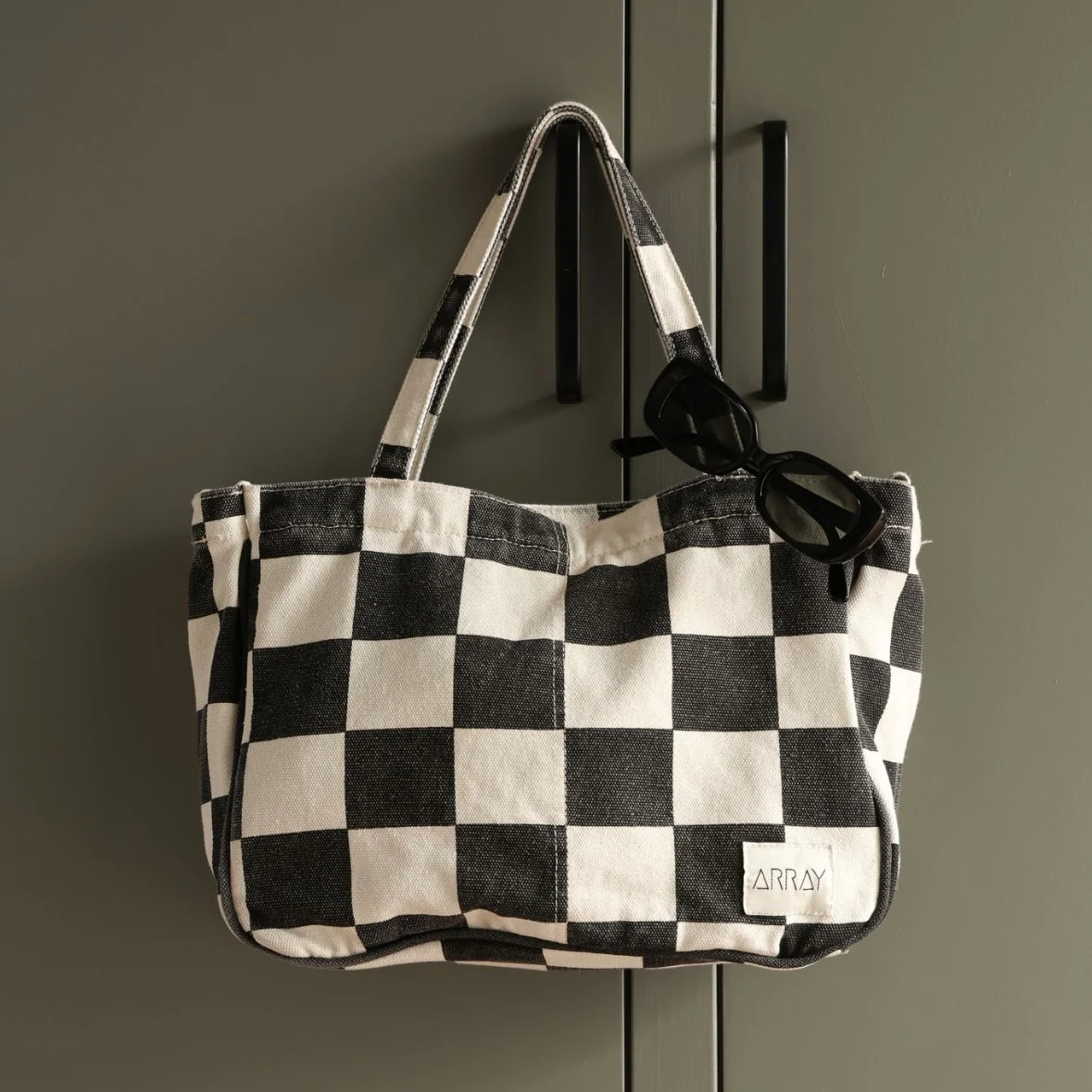 Mini Pocket Tote - Black Check