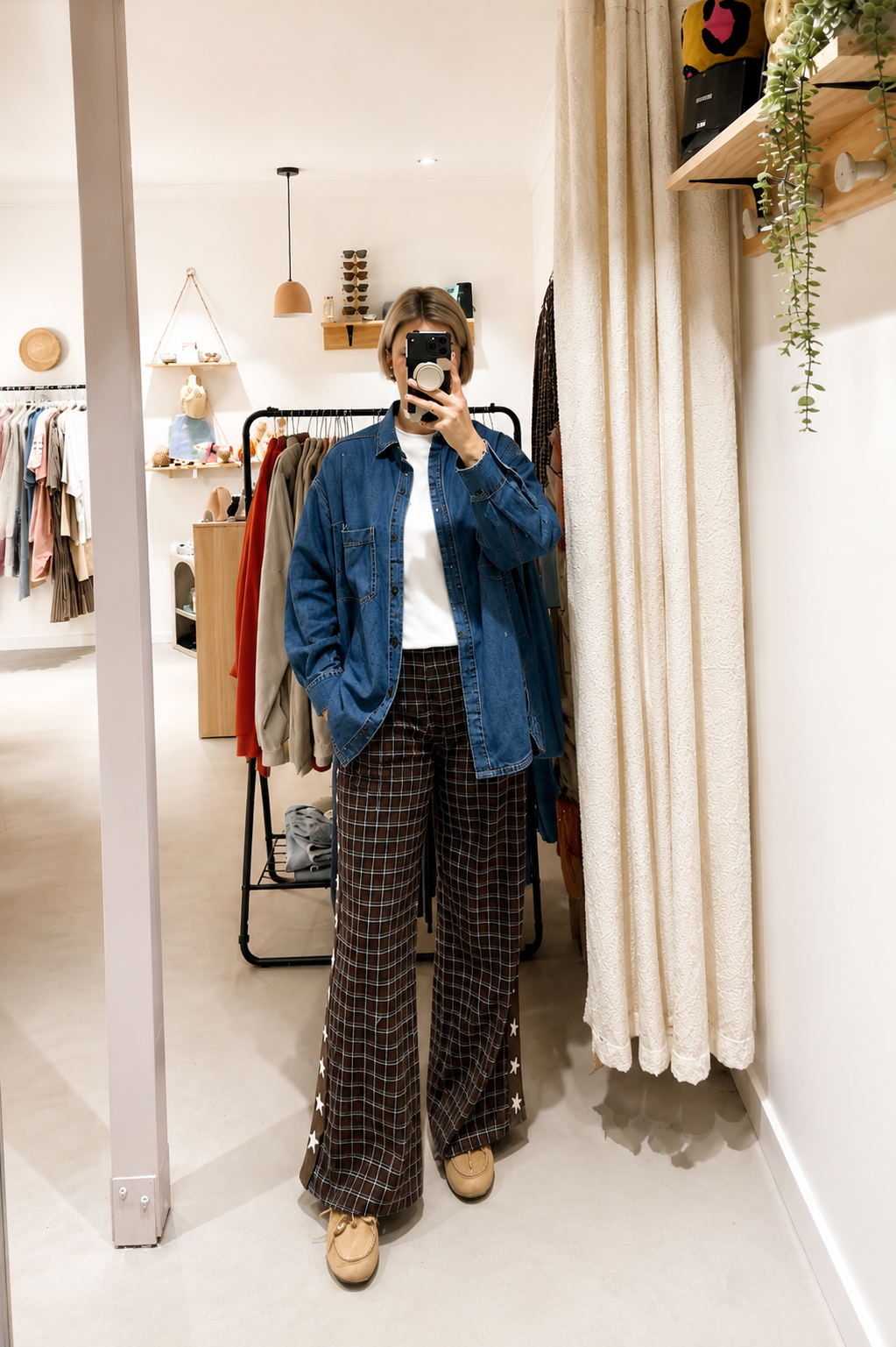 Hattie pants - chocolate blue check