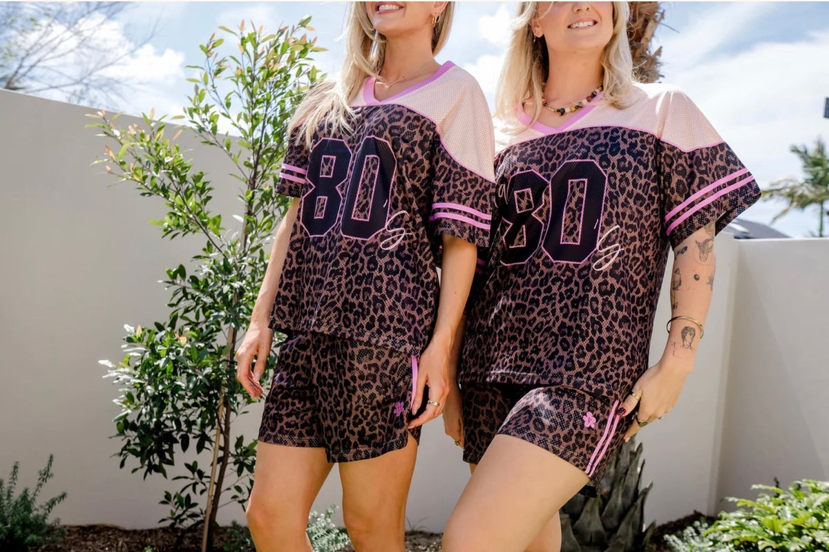 LE LEOPARD LILAC MESH SHORTS