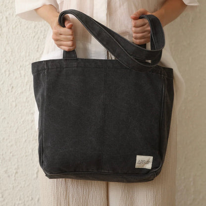 Midi Pocket Tote - WASHED BLACK