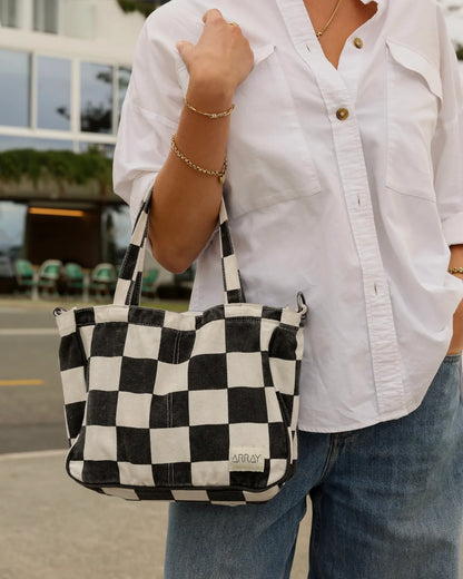 Mini Pocket Tote - Black Check