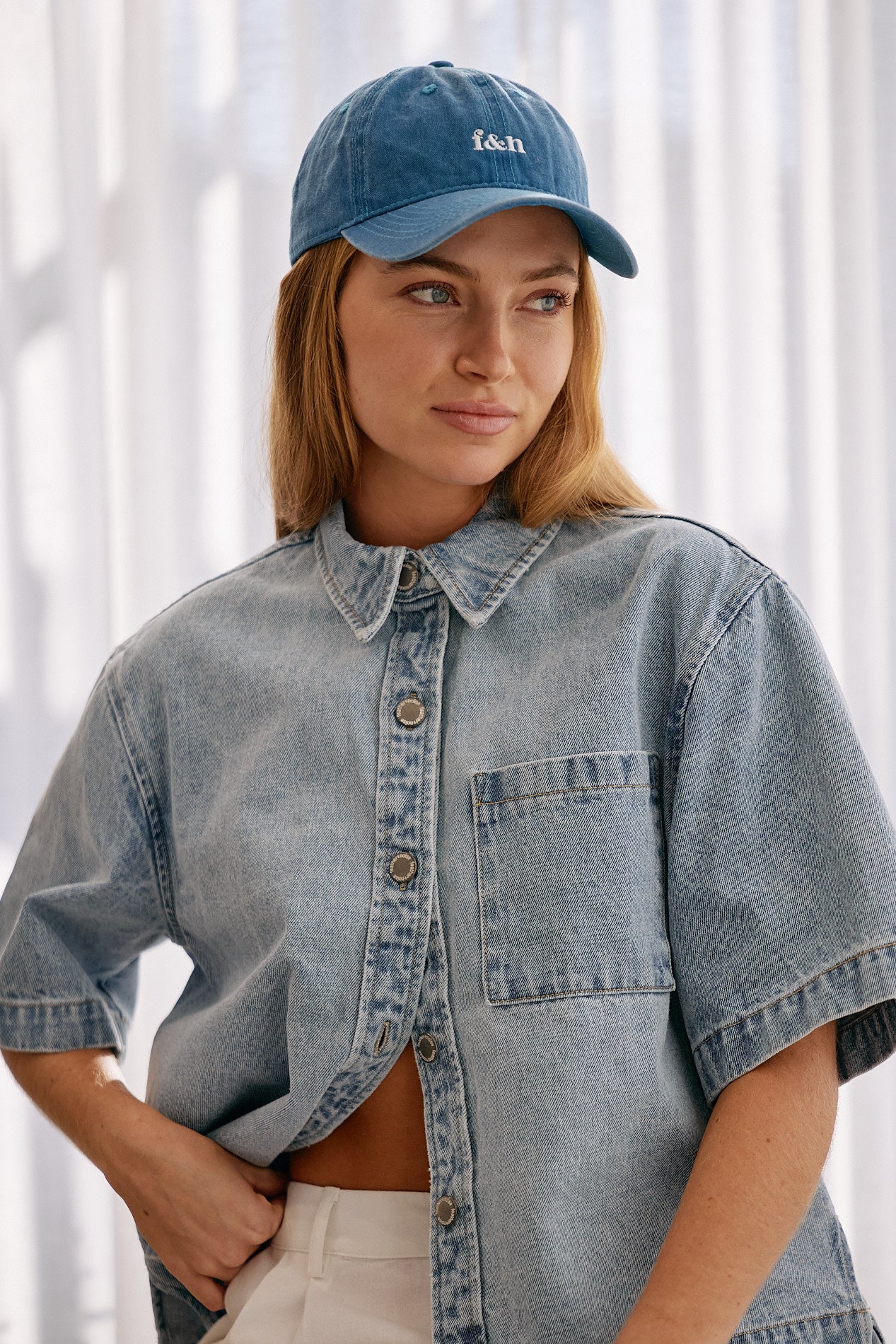 GIGI WASHED DENIM CAP - BLUE