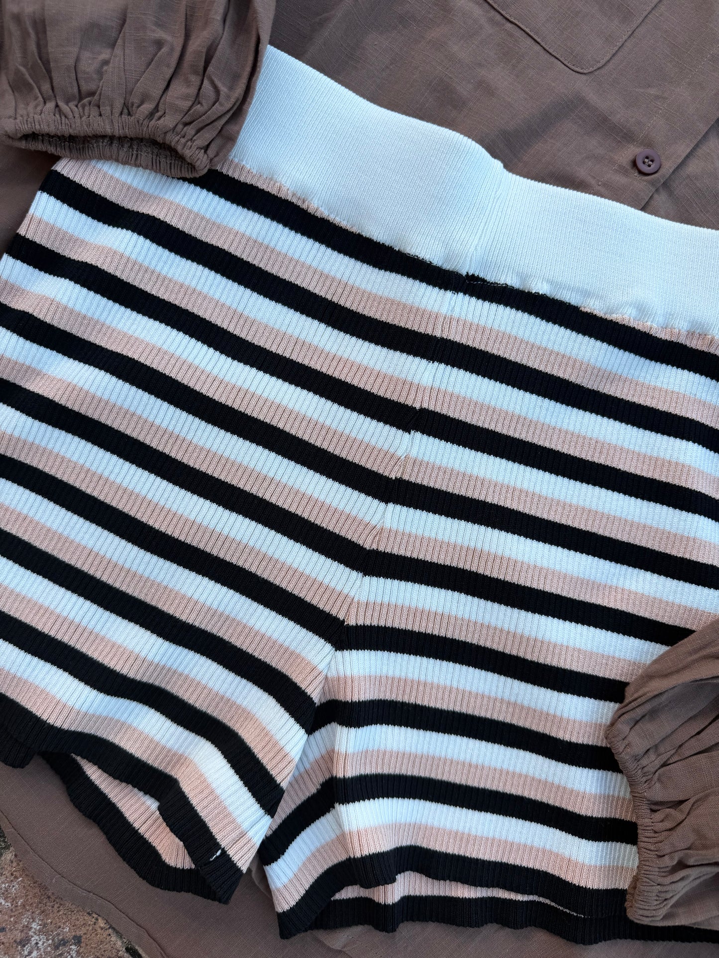 Bianca Knit Ribbed Shorts - striped