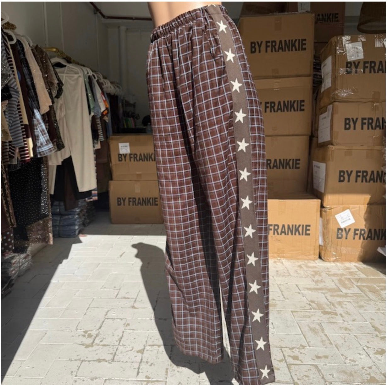 Hattie pants - chocolate blue check