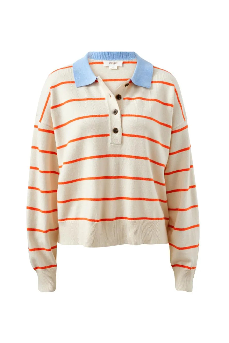 JESSA RUGBY KNIT- ECRU STRIPE