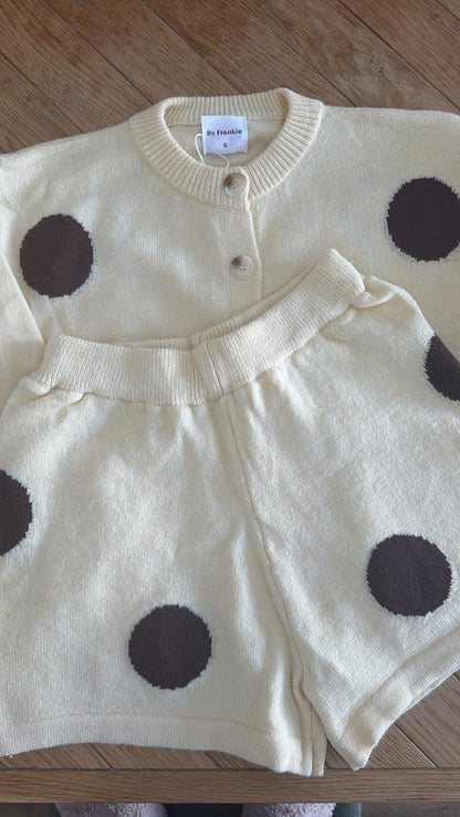 Hattie Knit Cardigan- Butter/ Chocolate