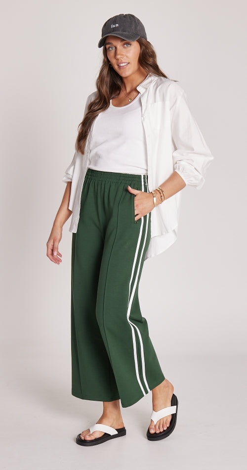 NOAH CROPPED PANT - GREEN STRIPE