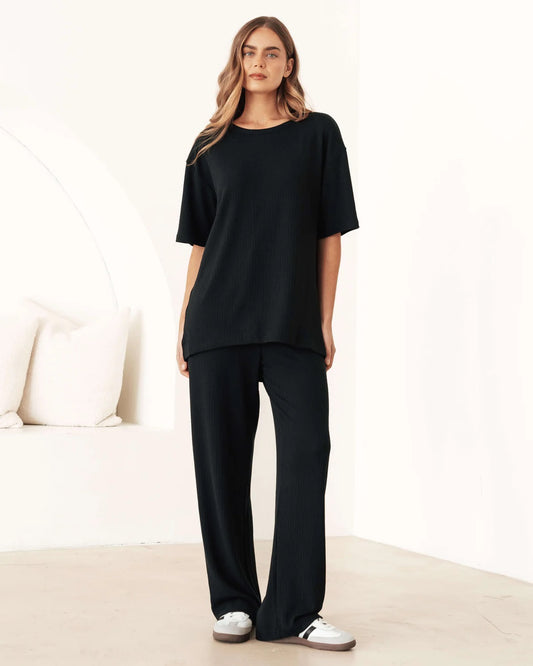 Gigi Ribbed Pant Black