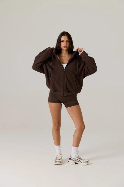 Remy Zip Fleece Hoodie - Vintage Dark Truffle