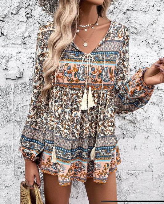 Floral Tassel Top