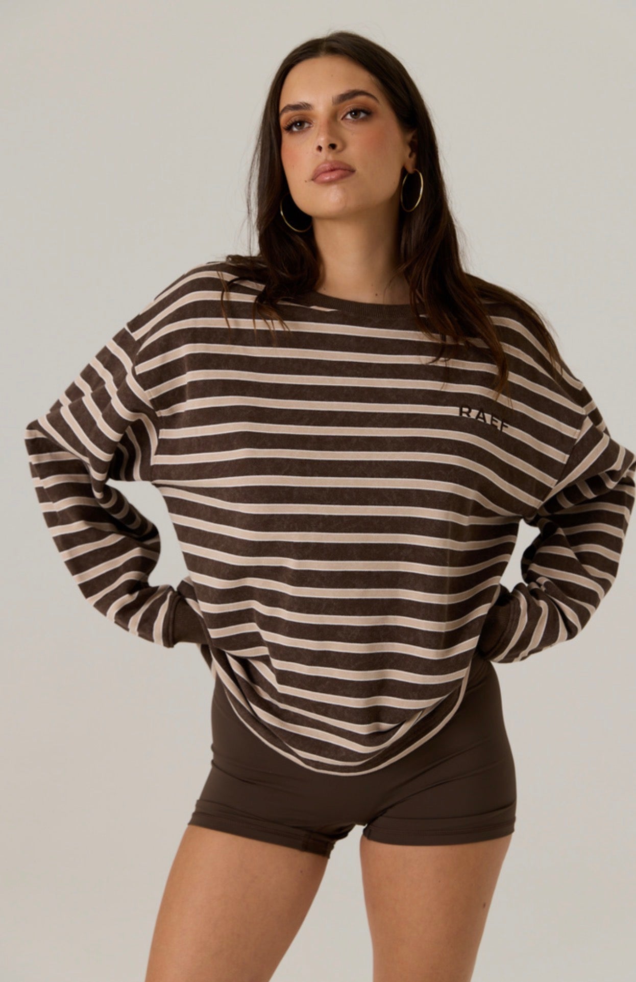 Frankie Crew Neck Fleece - Dark Truffle / Stripe