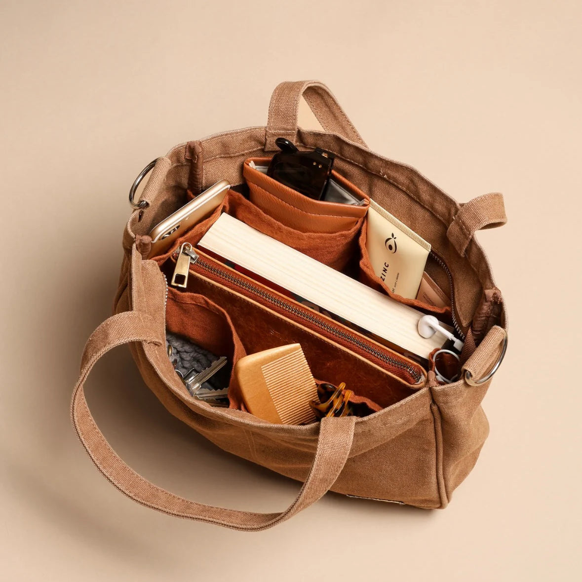 Mini Pocket Tote - Mocha
