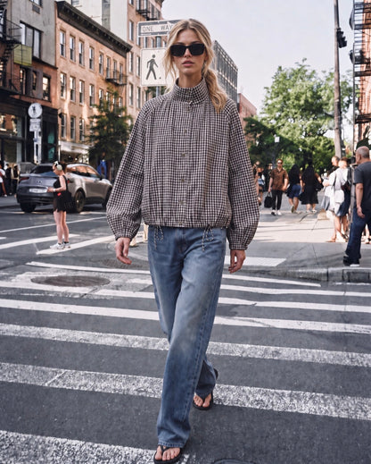 Spring gingham bomber