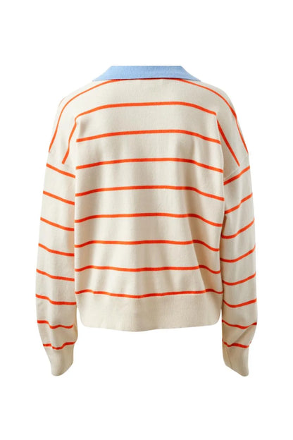 JESSA RUGBY KNIT- ECRU STRIPE
