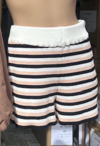 Bianca Knit Ribbed Shorts - striped