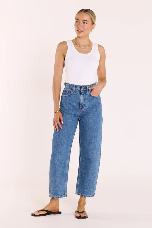 Lola Cropped Barrel Jean - Deep Blue