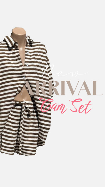 Cam set - chocolate and white stripe