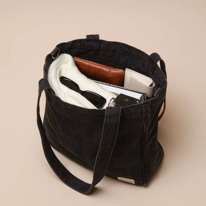 Midi Pocket Tote - WASHED BLACK