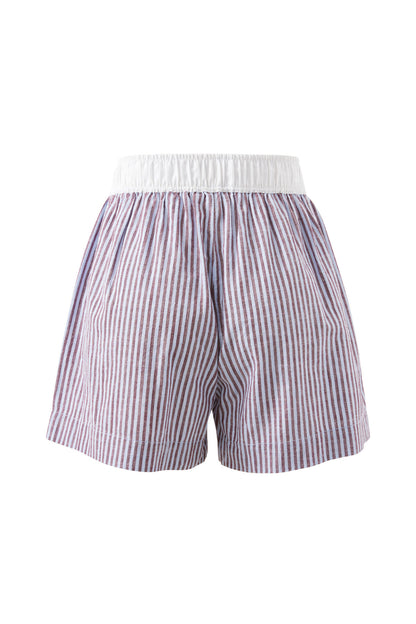 Mila Short - wine blue small stripe
