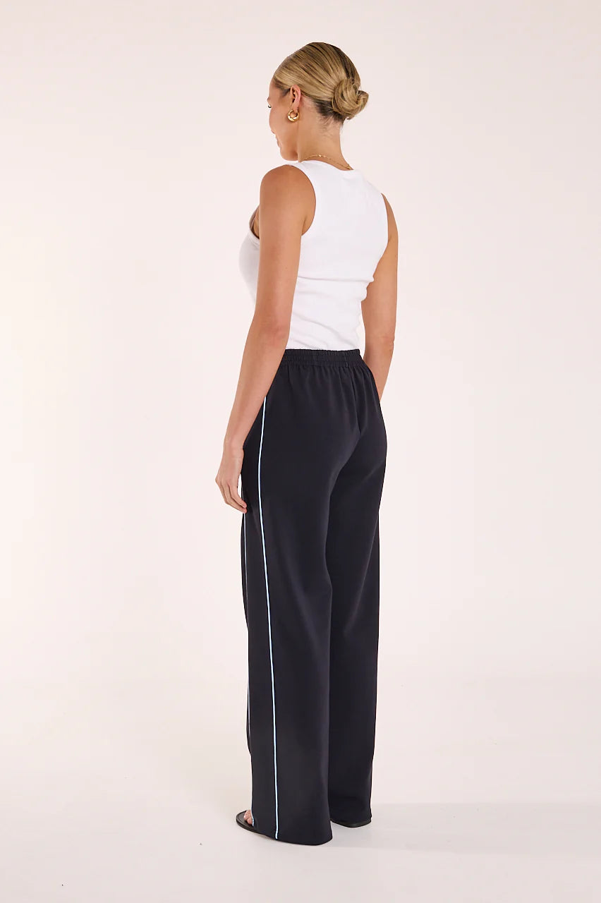 Noah Wide Pant -Navy Powder Blue Piping