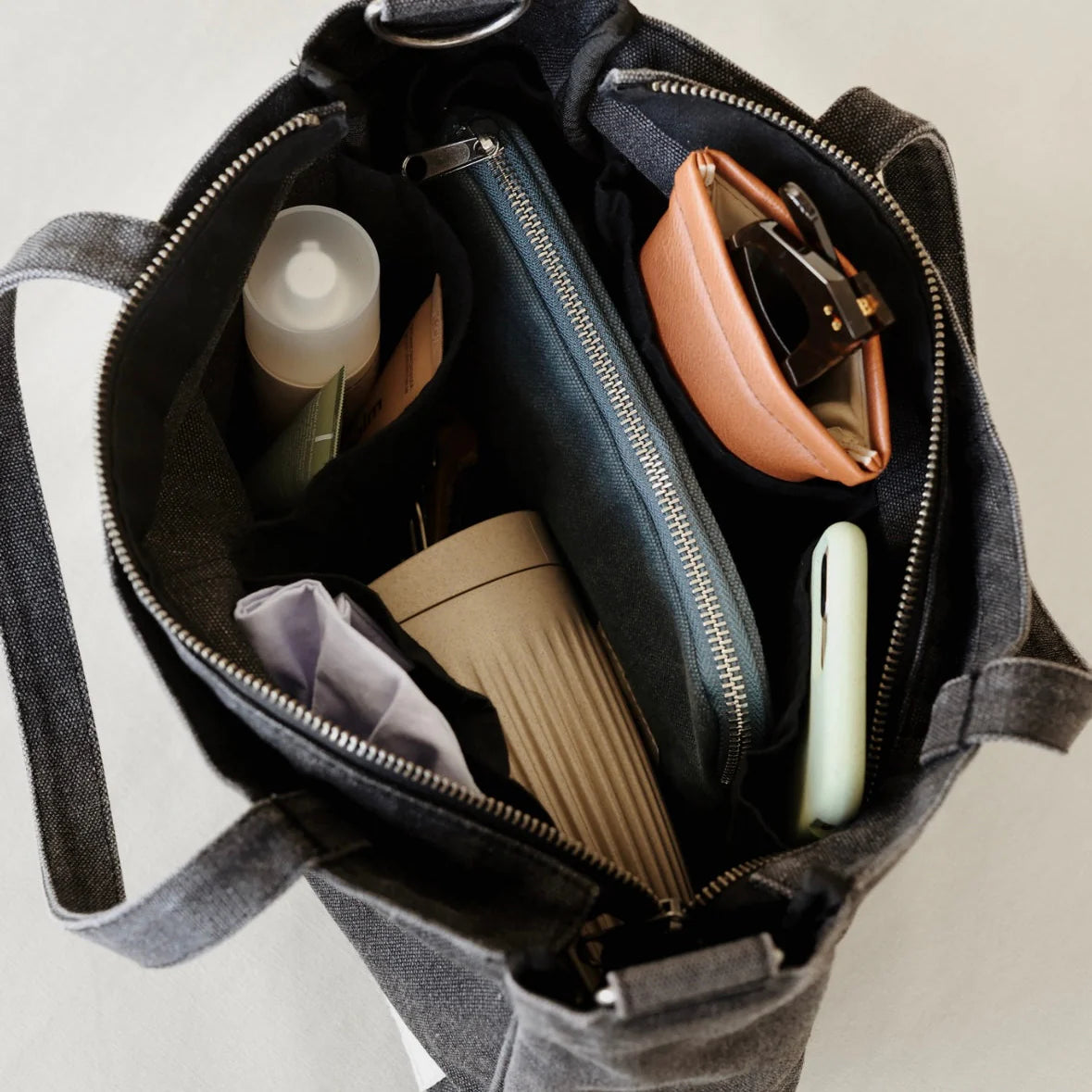 Mini Pocket Tote - WASHED BLACK