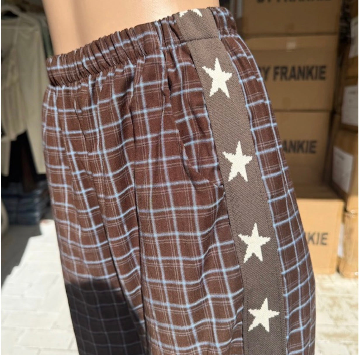 Hattie pants - chocolate blue check