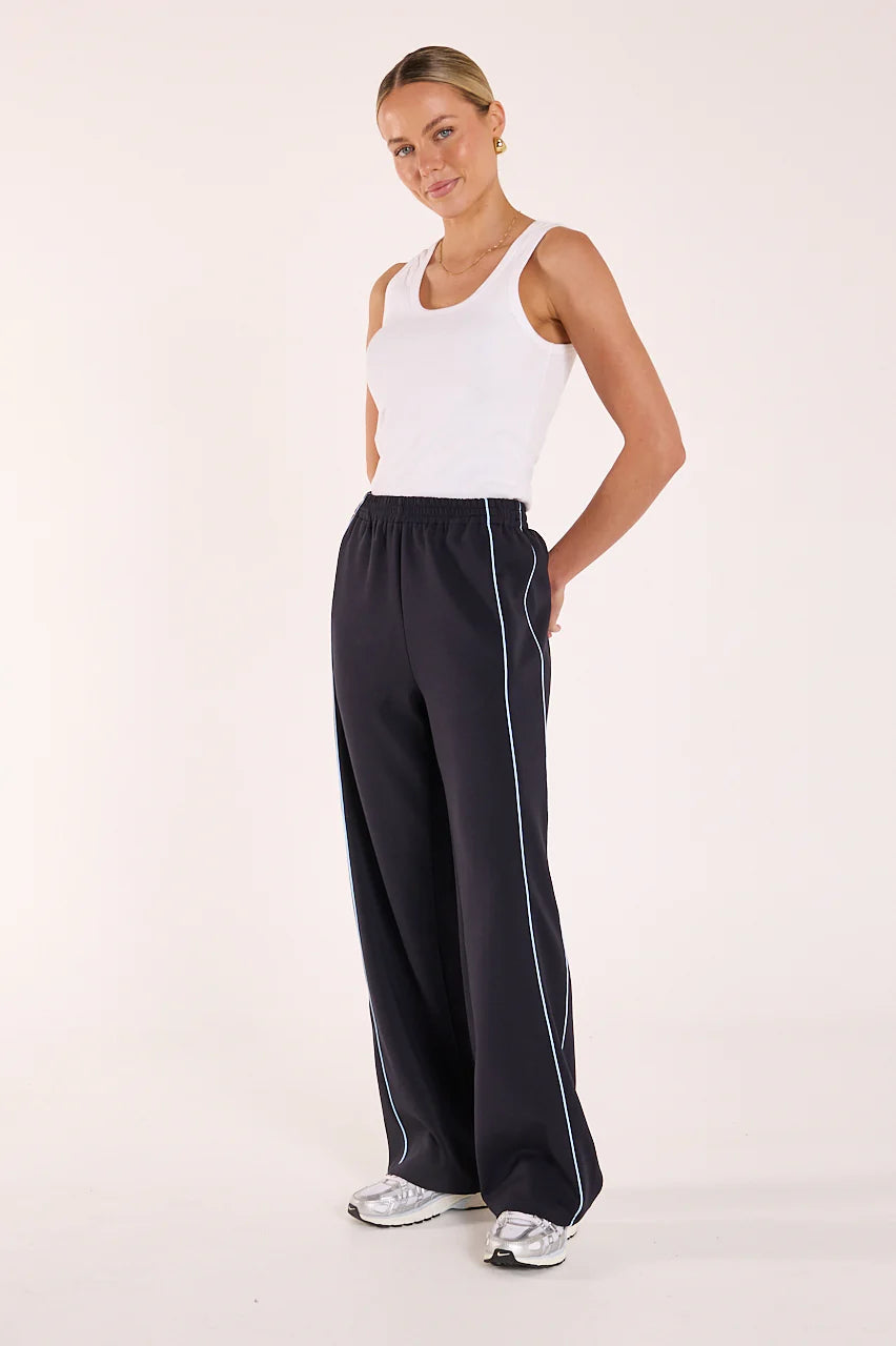 Noah Wide Pant -Navy Powder Blue Piping