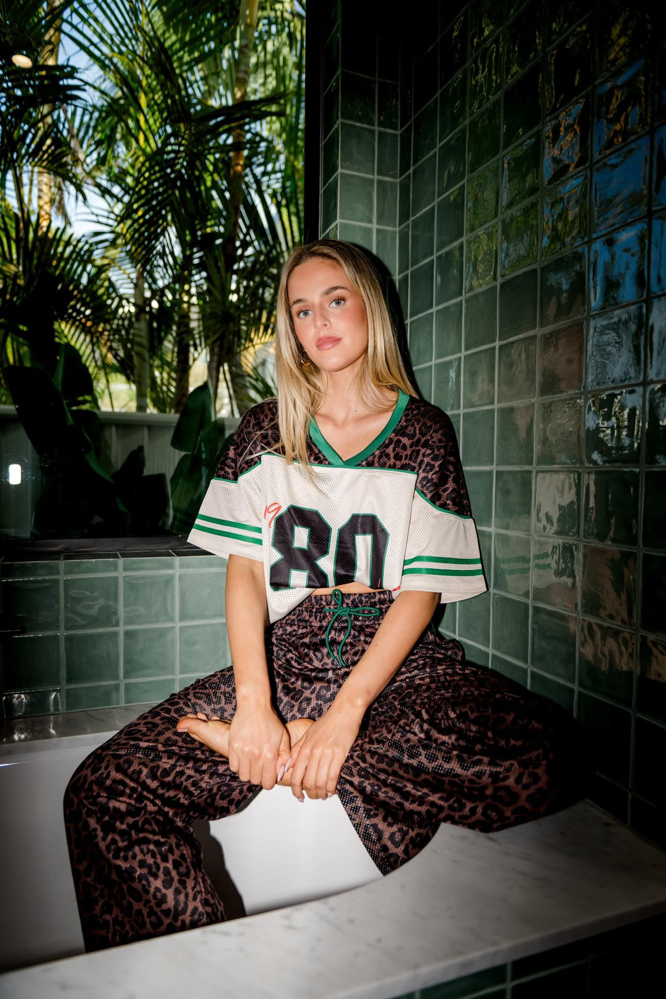 LE LEOPARD 80S MESH V NECK
