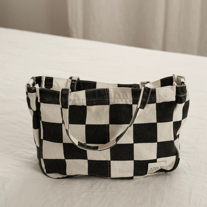 Mini Pocket Tote - Black Check