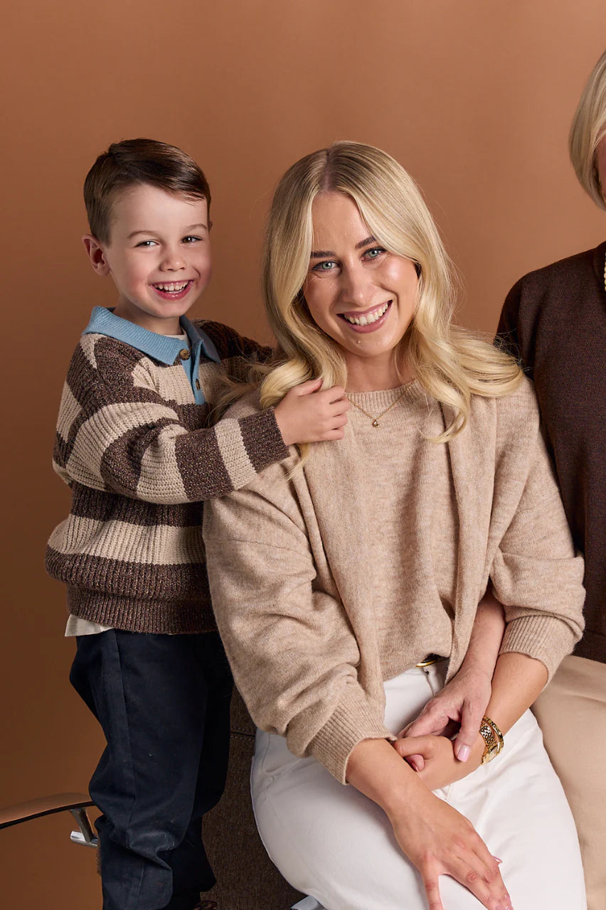 Olive Tie Neck Knit - Mocha Marle