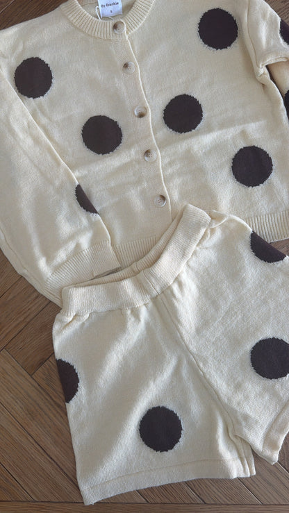 Hattie Knit Cardigan- Butter/ Chocolate