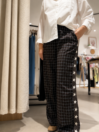 Hattie pants - chocolate blue check