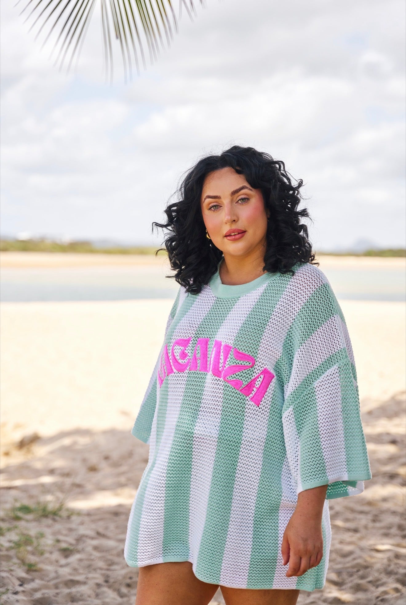 Vacanza Mint + White Stripe Knit Tee