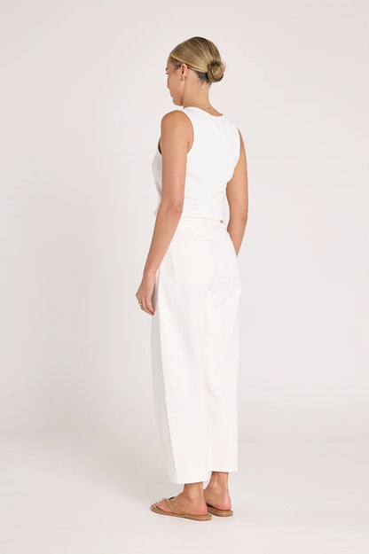 Lola Cropped Barrel Jean - White