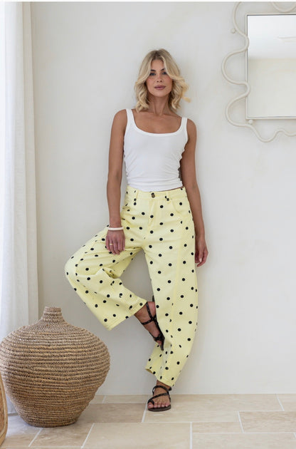 Lemon polka dot barrel leg jeans