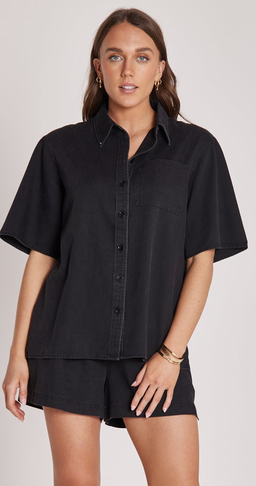 ARLO DENIM SHIRT - BLACK