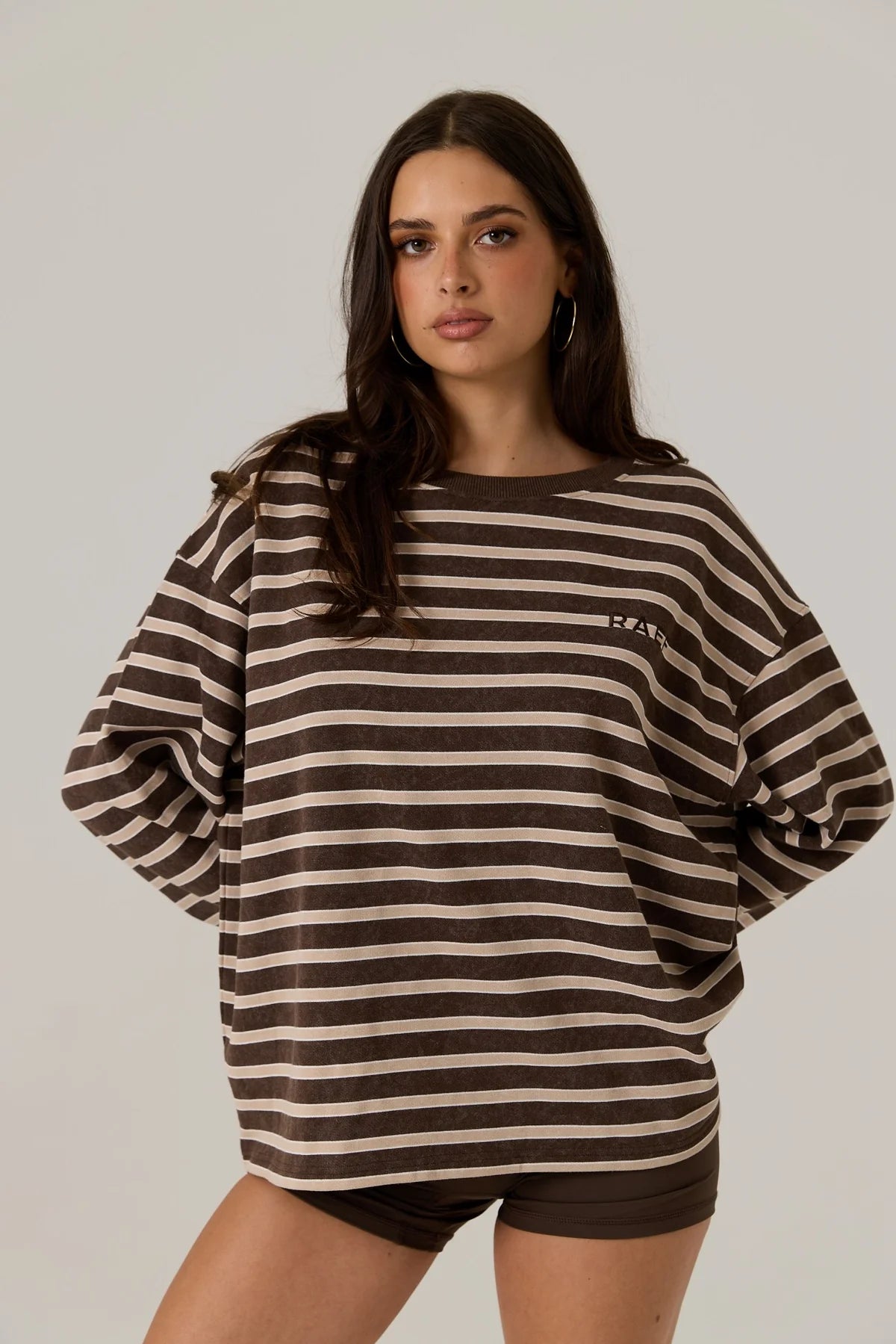 Frankie Crew Neck Fleece - Dark Truffle / Stripe