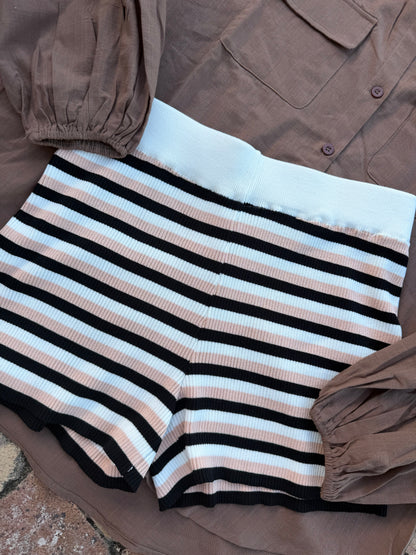 Bianca Knit Ribbed Shorts - striped
