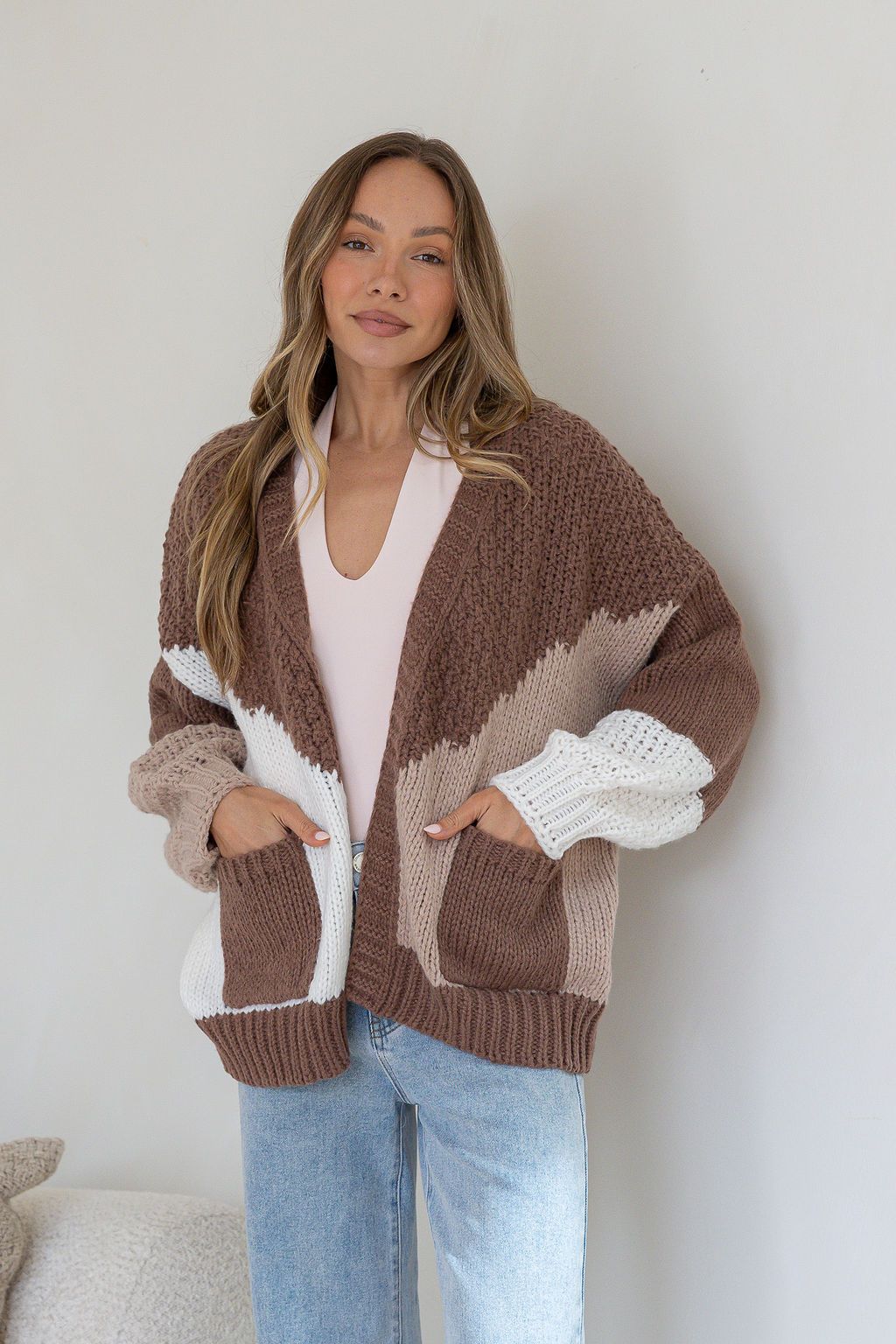 Penelope colour block cardi