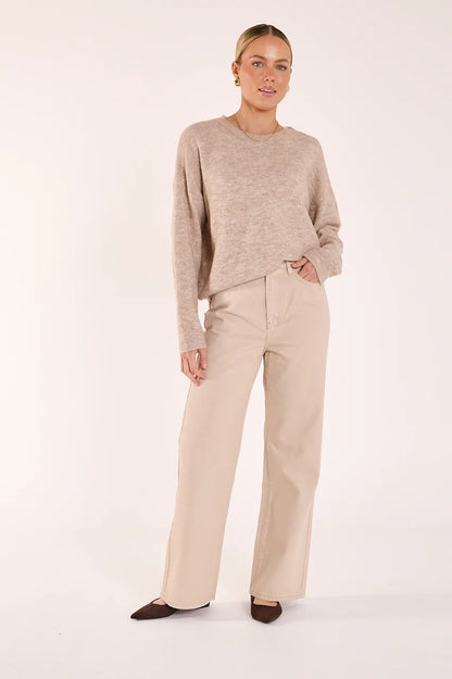 Olive Tie Neck Knit - Mocha Marle