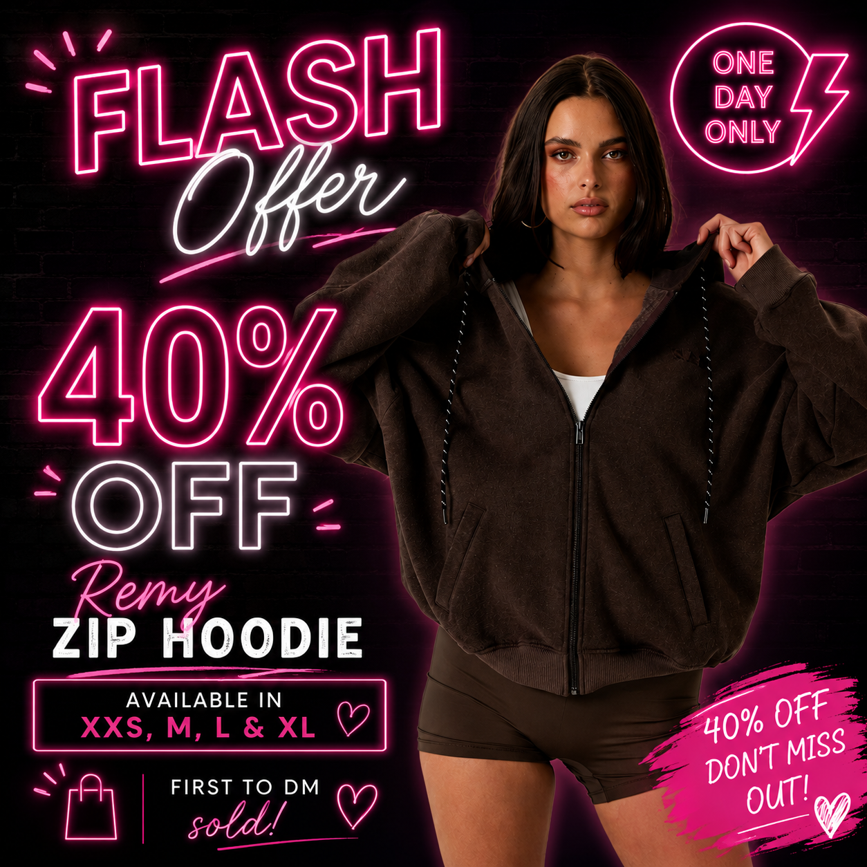 Remy Zip Fleece Hoodie - Vintage Dark Truffle