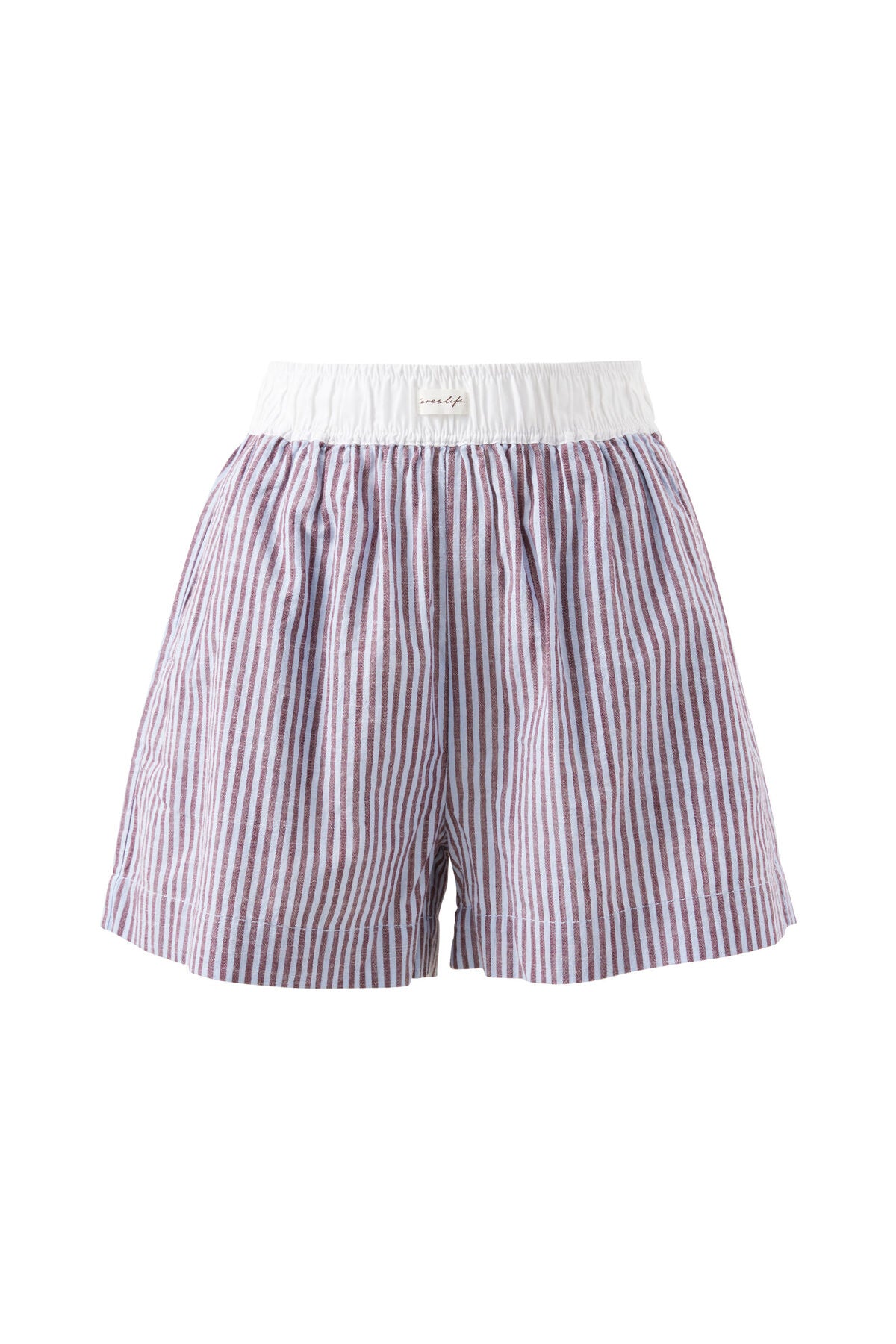 Mila Short - wine blue small stripe