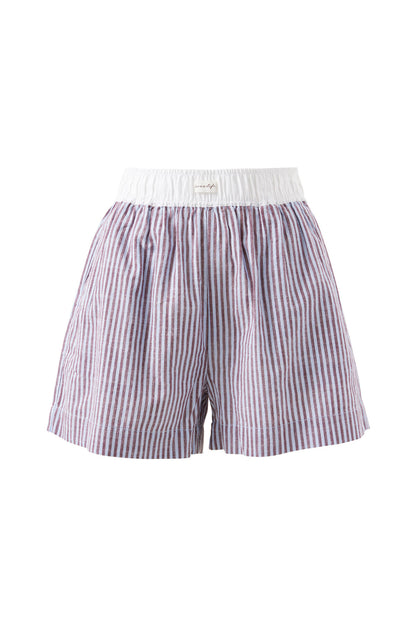 Mila Short - wine blue small stripe