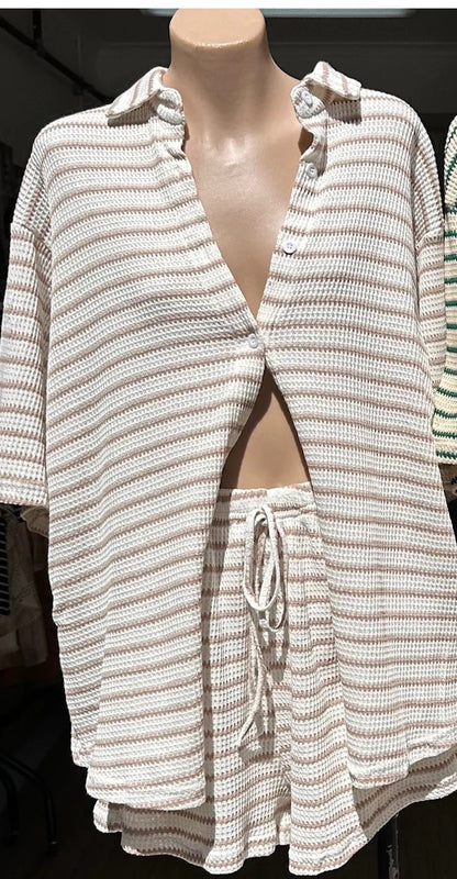 White/beige knit set