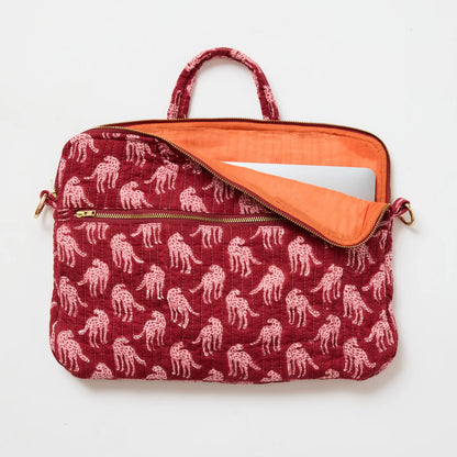 Laptop Tote - Cheetah Plum