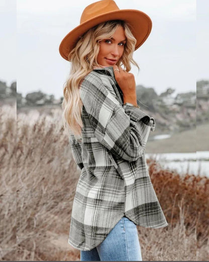 Button Down Flannel Brushed Shacket