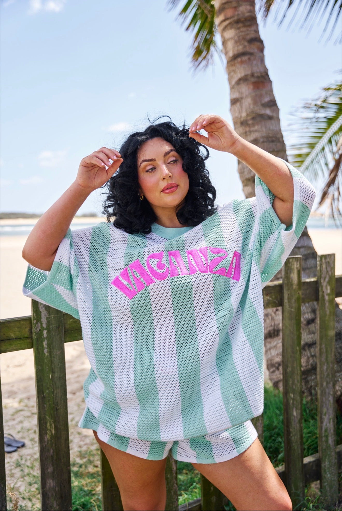 Vacanza Mint + White Stripe Knit Tee