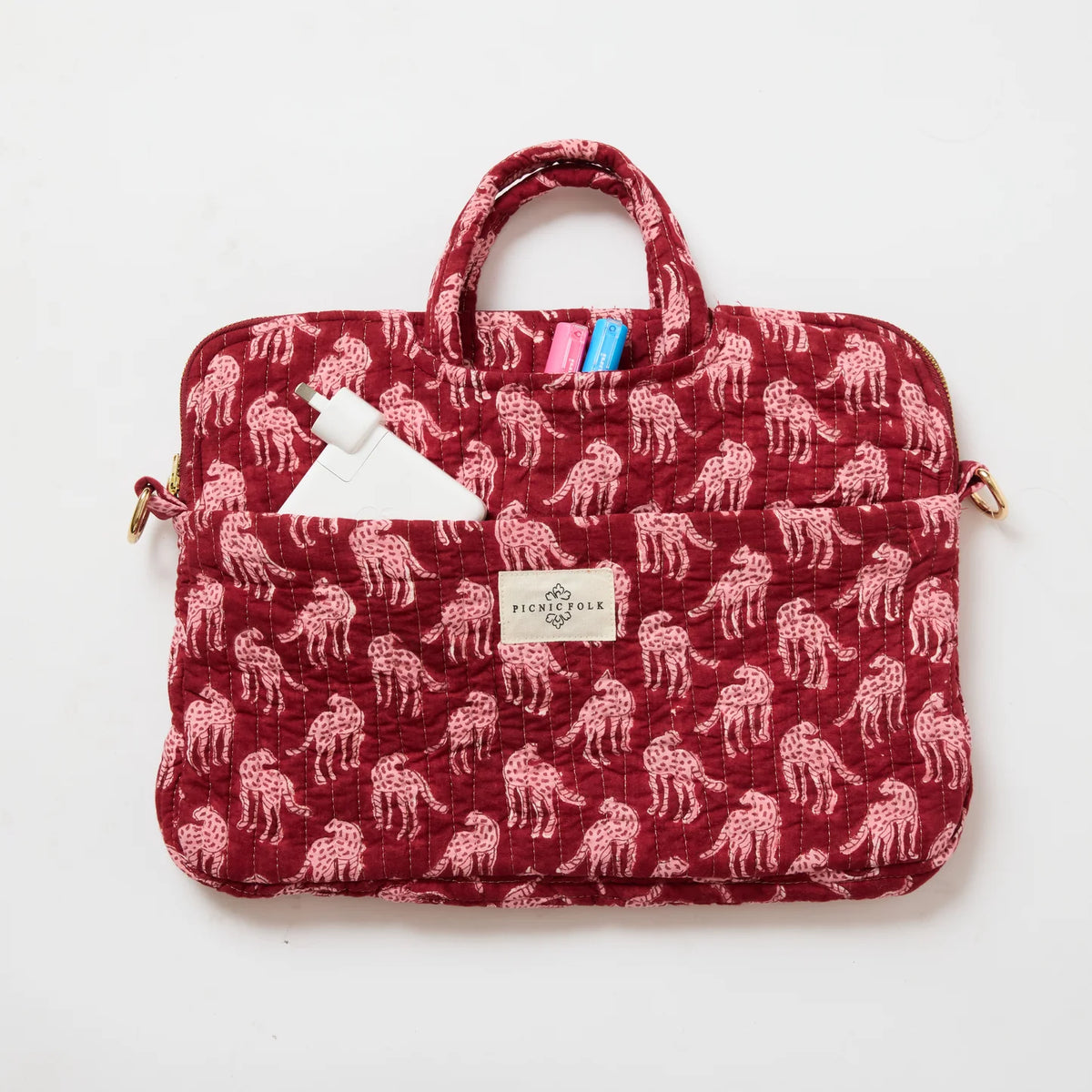 Laptop Tote - Cheetah Plum