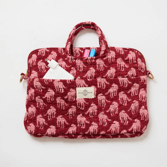 Laptop Tote - Cheetah Plum