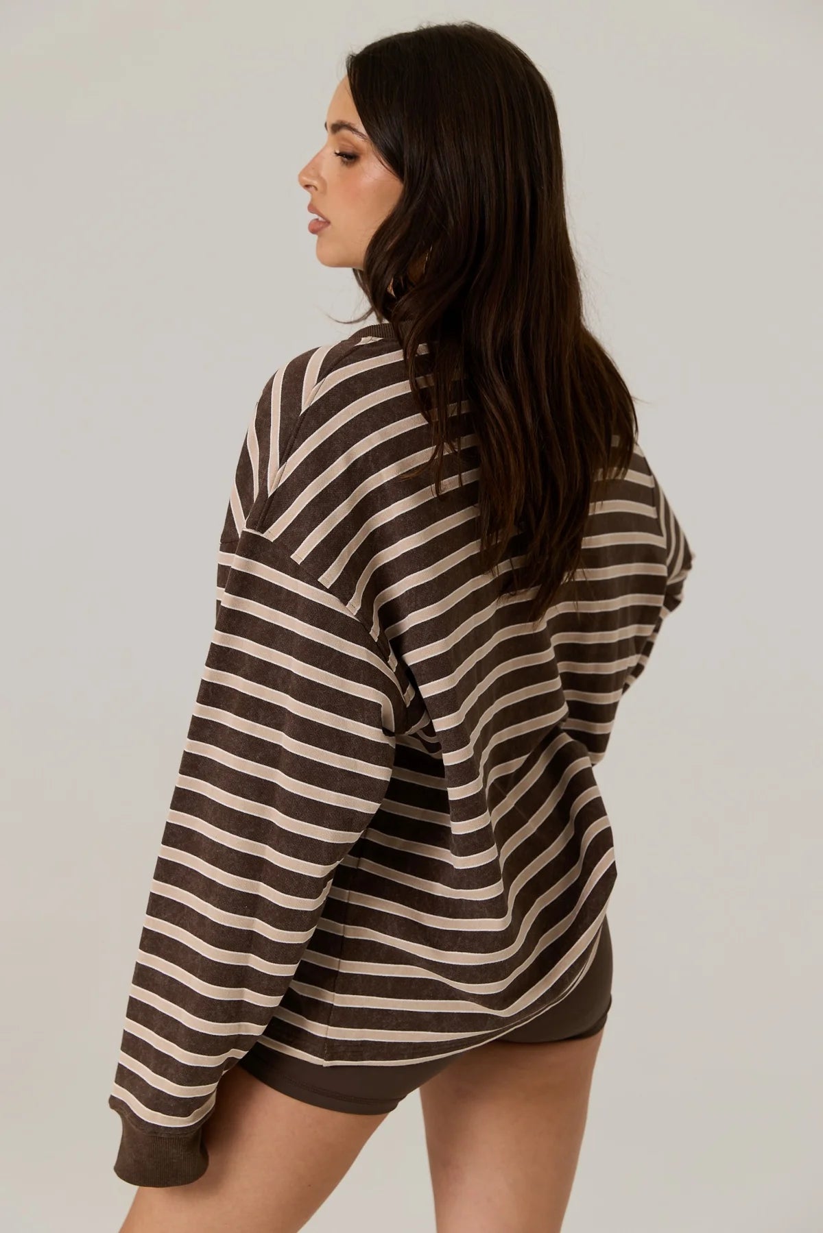 Frankie Crew Neck Fleece - Dark Truffle / Stripe